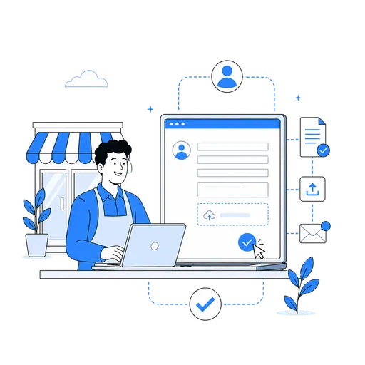 A business owner completing an online application